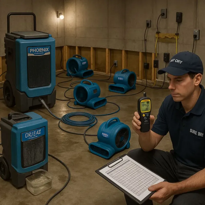 Structural Drying and Dehumidification process in Eastland, TX